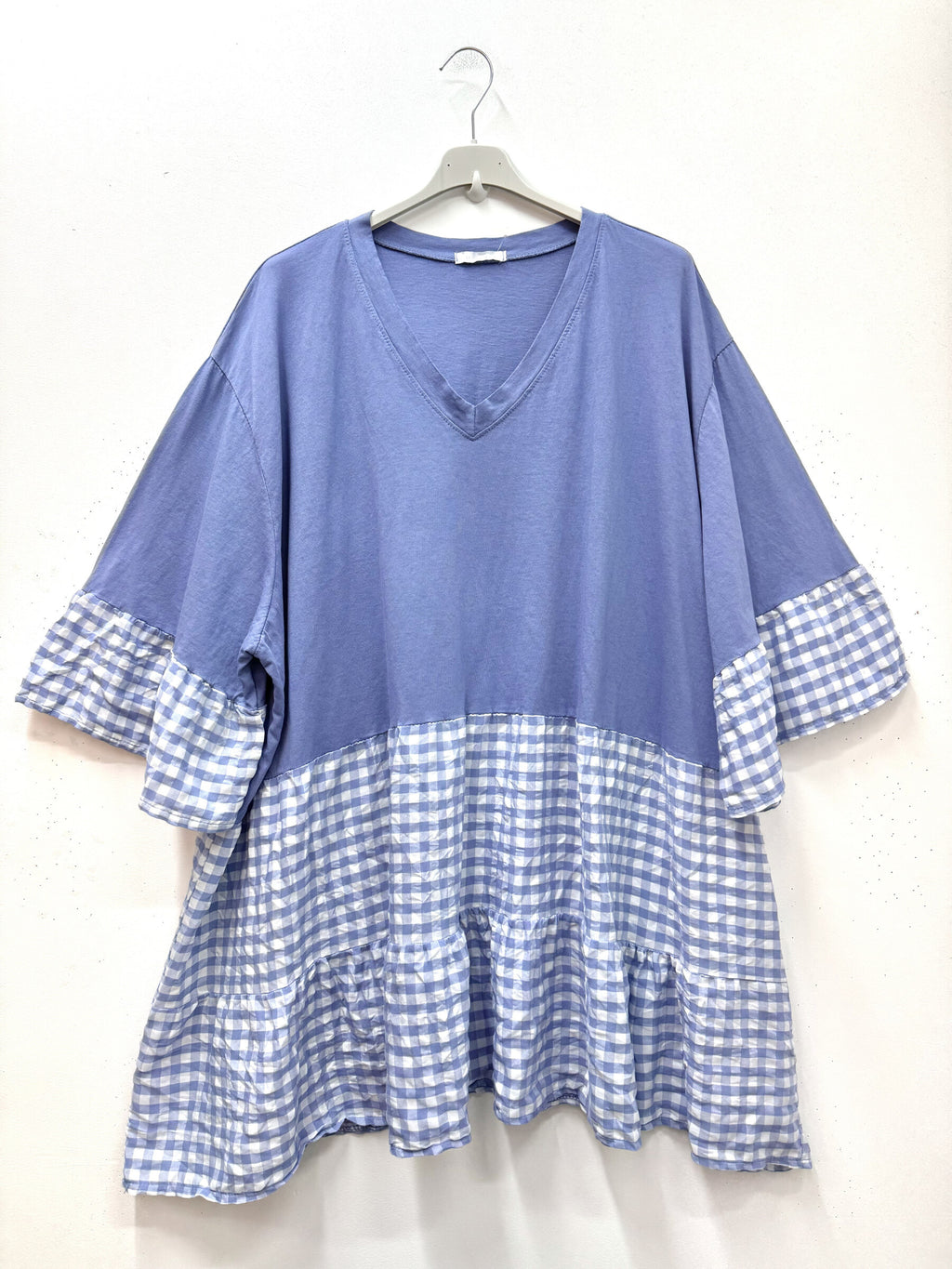 Plus Size Oversized gingham cotton tunic