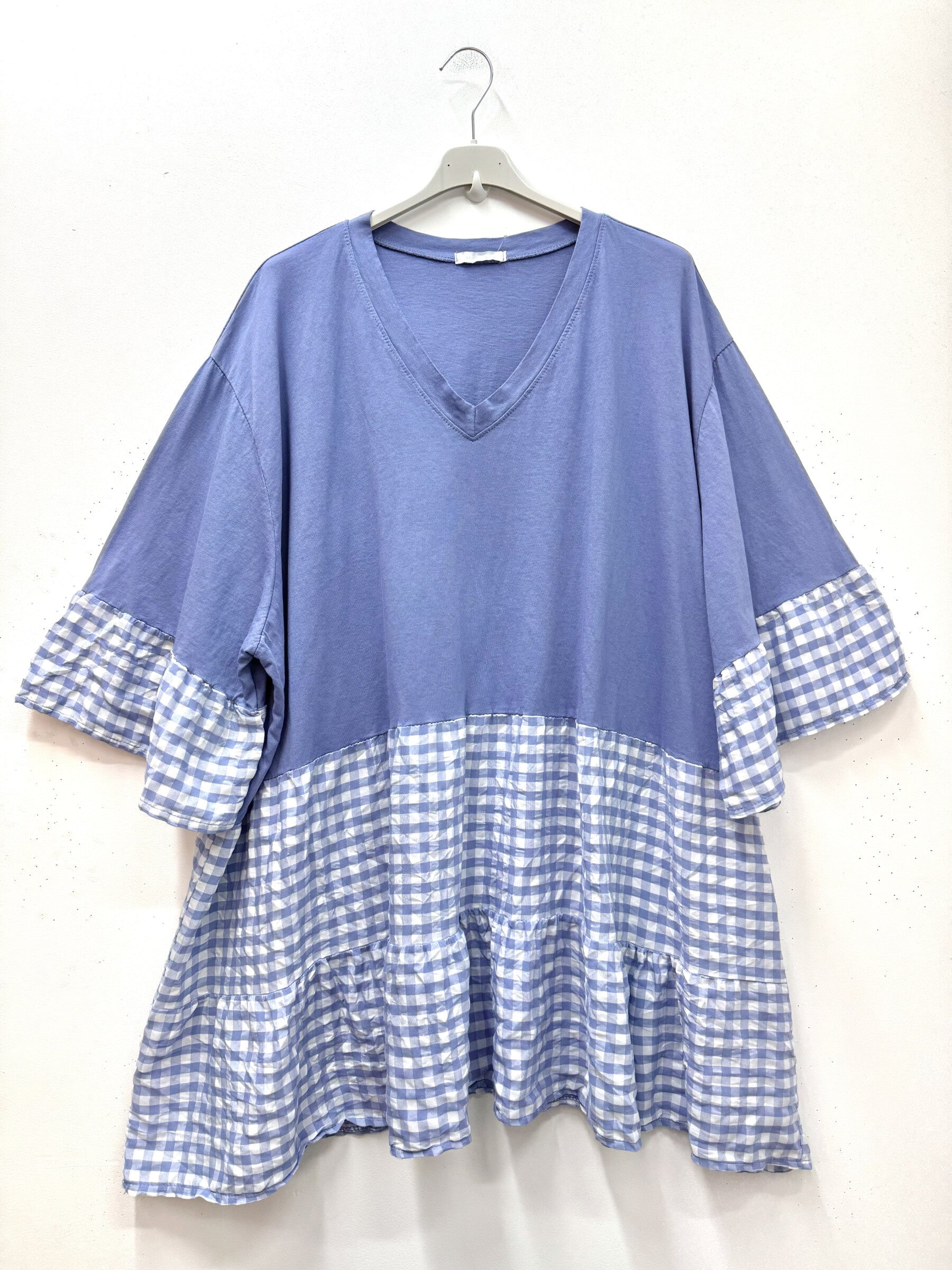 Plus Size Oversized gingham cotton tunic