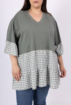 Plus Size Oversized gingham cotton tunic