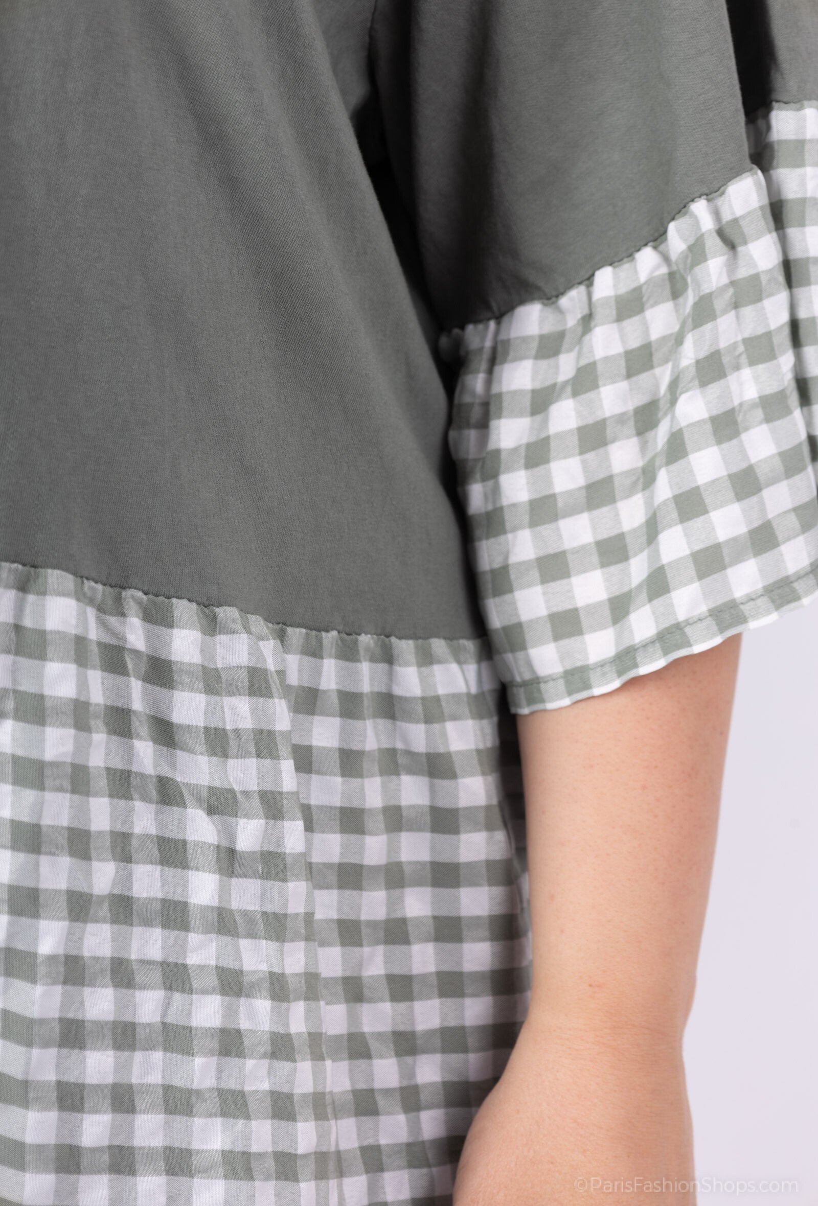 Plus Size Oversized Gingham Cotton Tunic