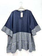 Plus Size Oversized gingham cotton tunic