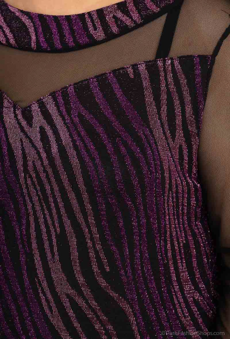 Plus Size Sequined Tunic with Tulle Sleeves