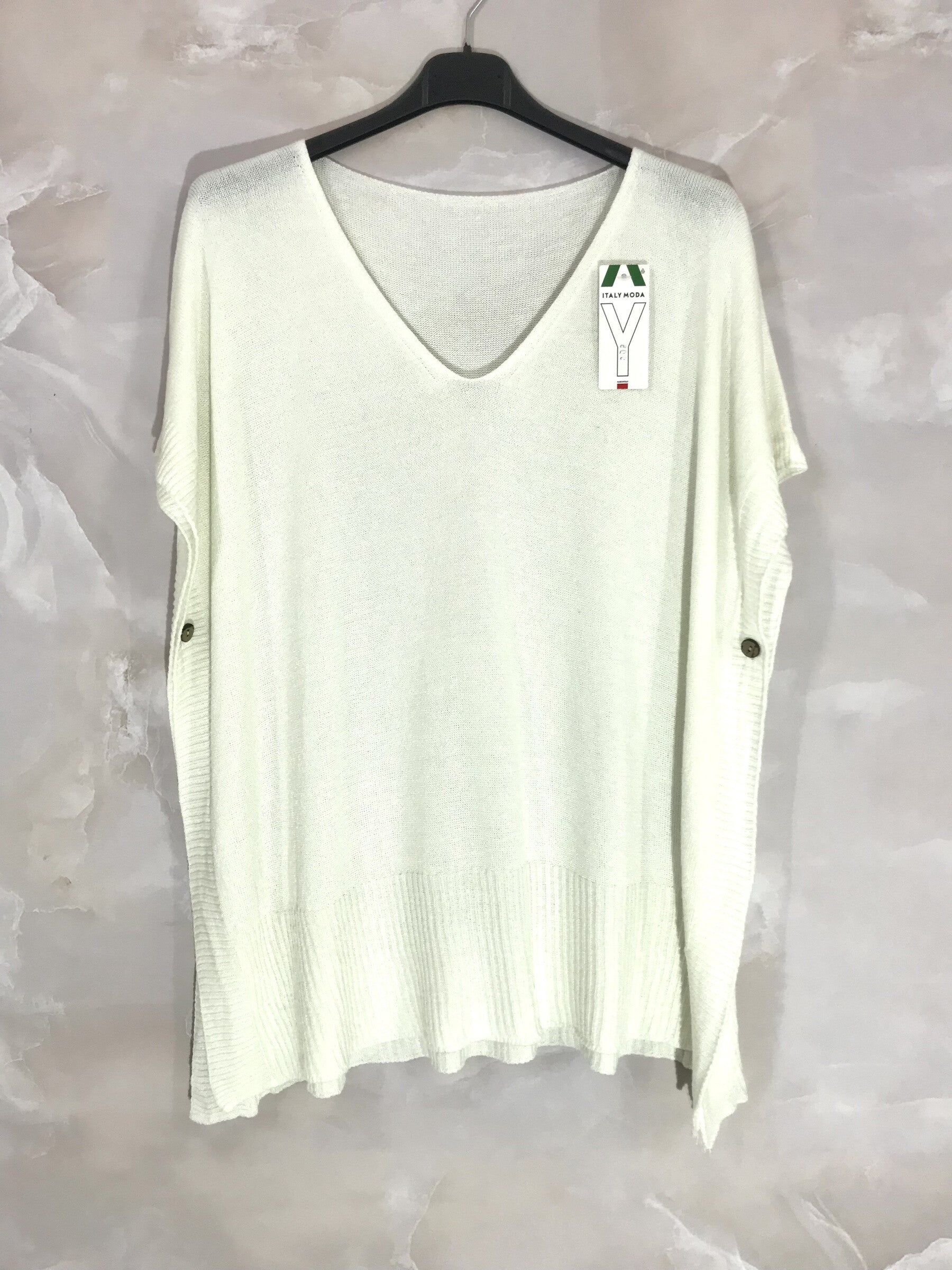 Plus Size Glittrande Tunika/Poncho med Kort Ärmar V-Hals