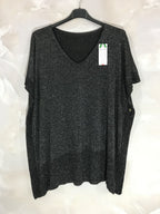 Plus Size Glittrande Tunika/Poncho med Kort Ärmar V-Hals