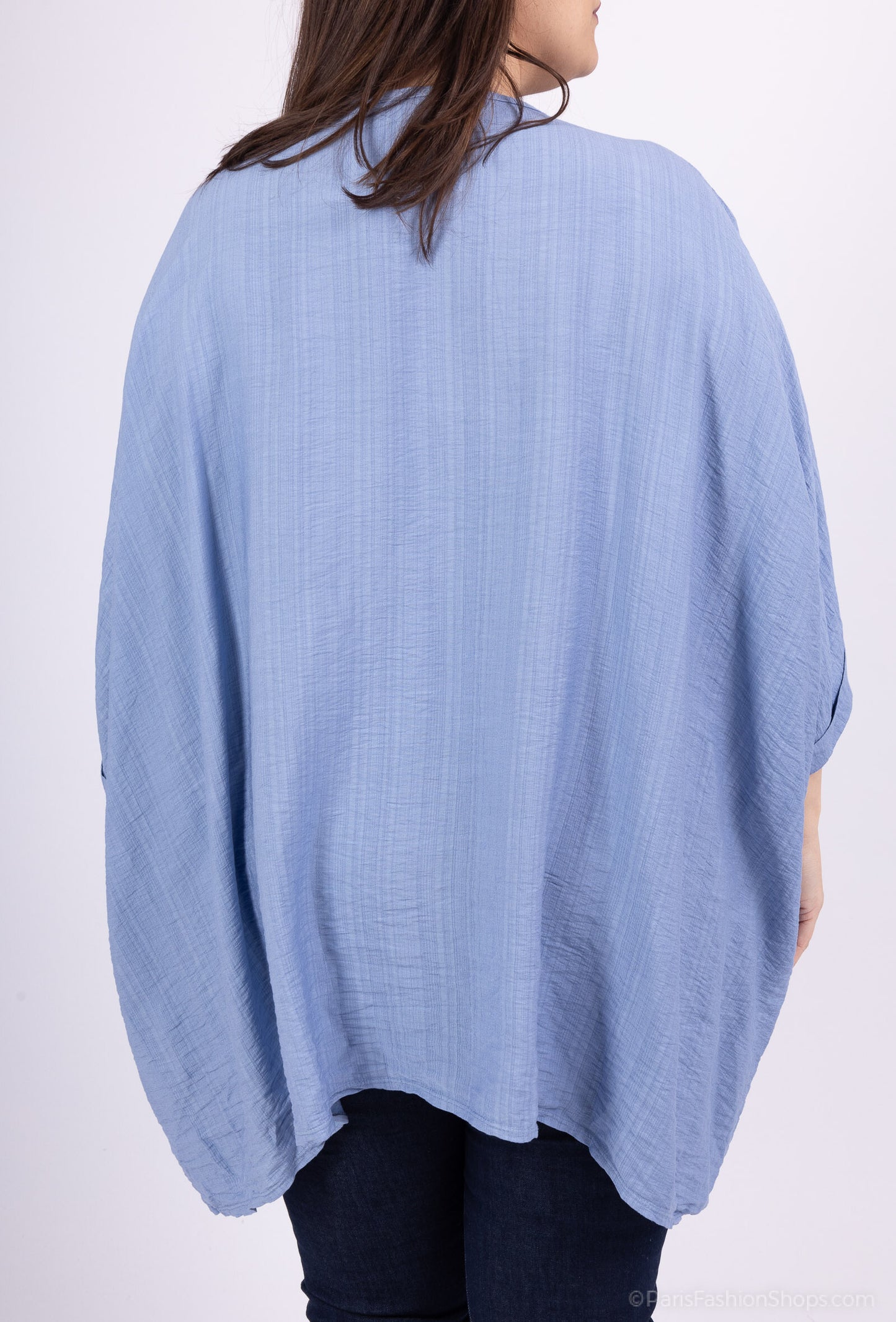 Plus Size Oversized V-neck Tunic with Embroidered Flower