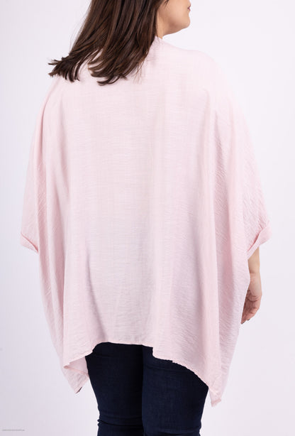 Plus Size Oversized V-neck Tunic with Embroidered Flower