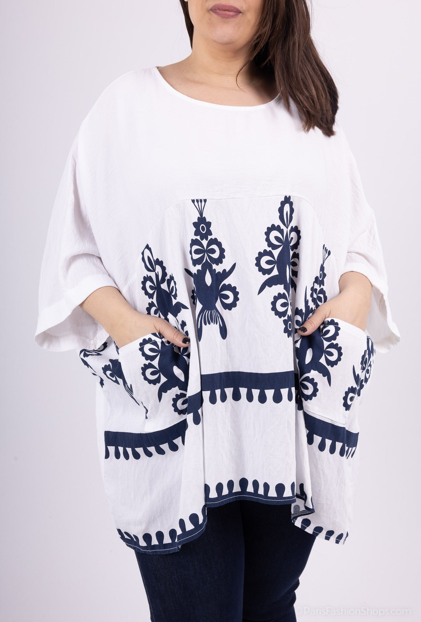 Plus Size Oversized tunic/ poncho in mixed crepe viscose