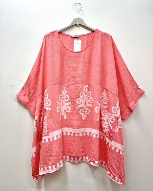 Plus Size Oversized tunic/ poncho in mixed crepe viscose