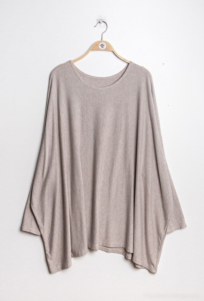 Plus Size Mjuk Rundhalsad Oversized Tröja/Tunika