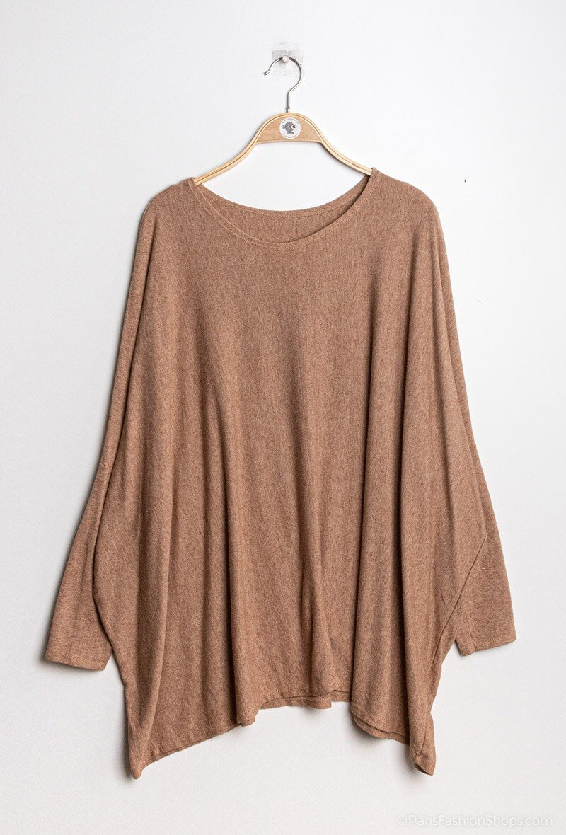 Mjuk rundhalsad oversized tröja/tunika i Stor Storlek