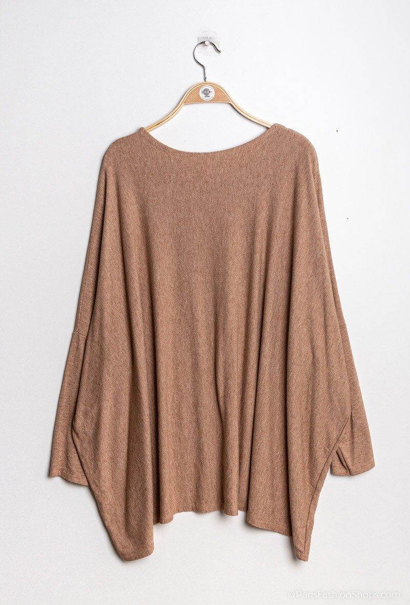 Mjuk rundhalsad oversized tröja/tunika i Stor Storlek