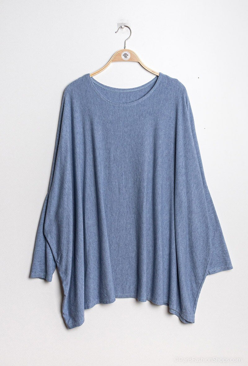 Plus Size Soft round-neck oversized sweater/tunic