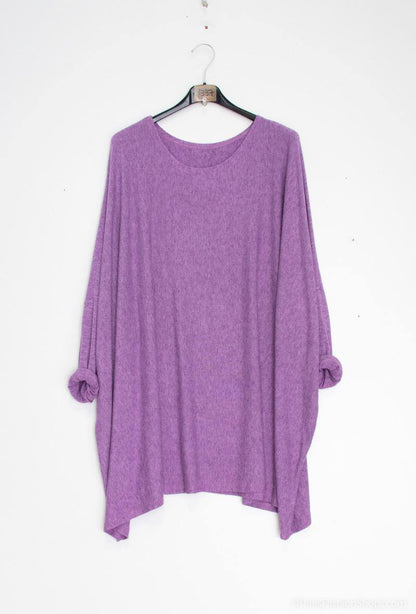 Plus Size Soft round-neck oversized sweater/tunic