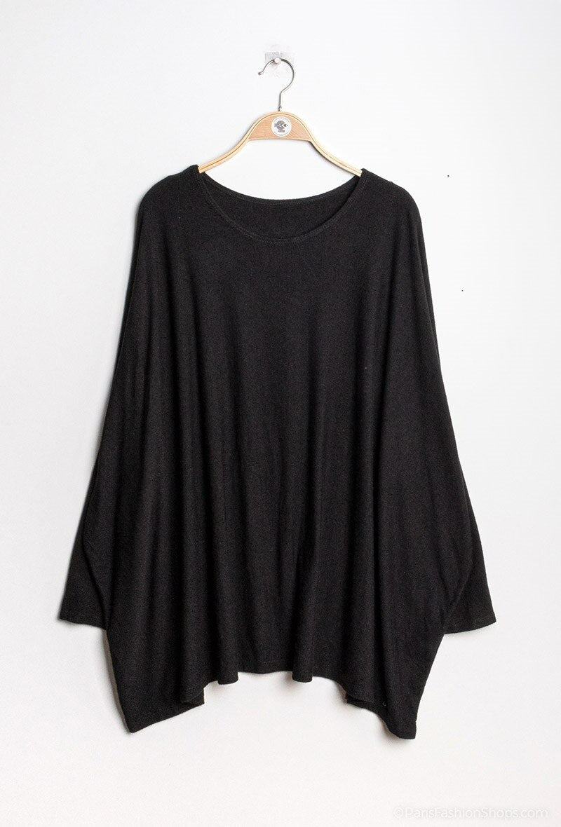 Plus Size Soft round-neck oversized sweater/tunic