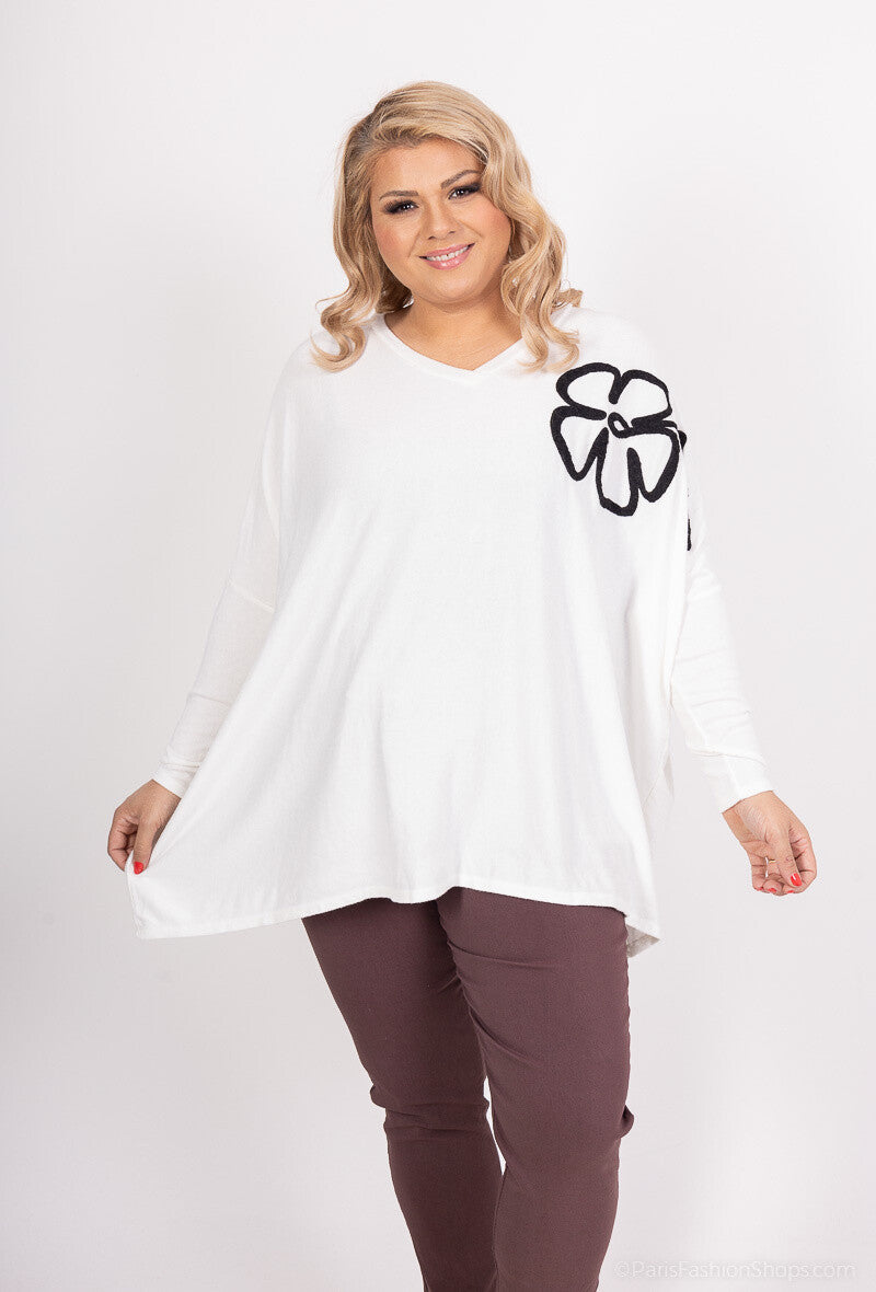 Plus Size Soft V-neck oversized sweater/tunic