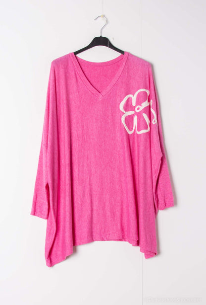Plus Size Soft V-neck oversized sweater/tunic