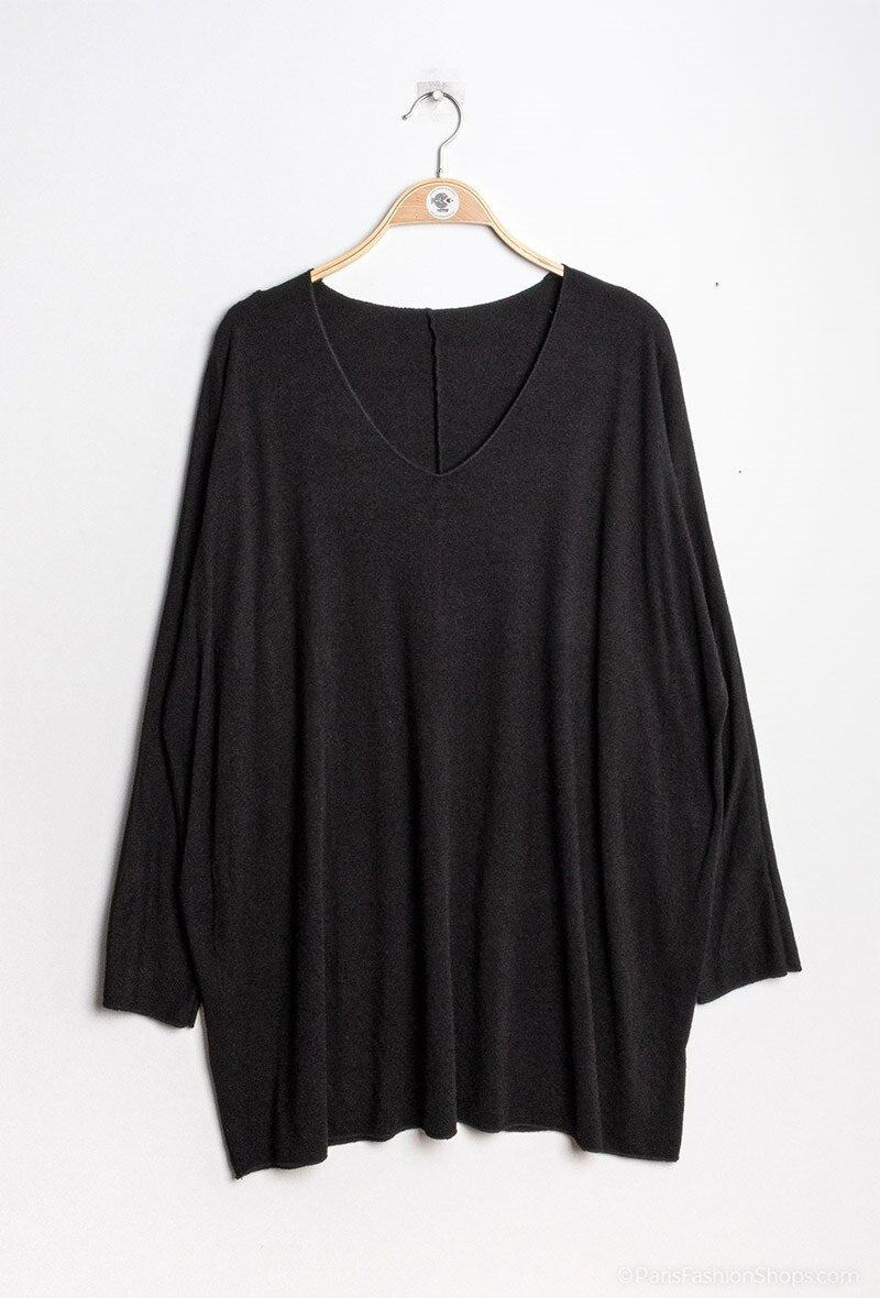 Soft V-neck sweater/tunic i Stor Storlek