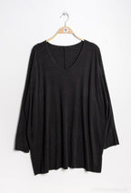Soft V-neck sweater/tunic i Stor Storlek