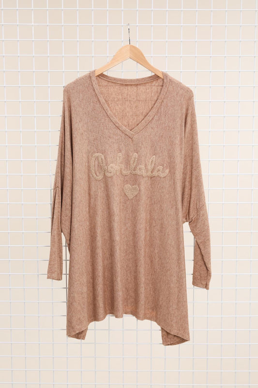 Plus Size Soft V-neck oversized sweater/tunic