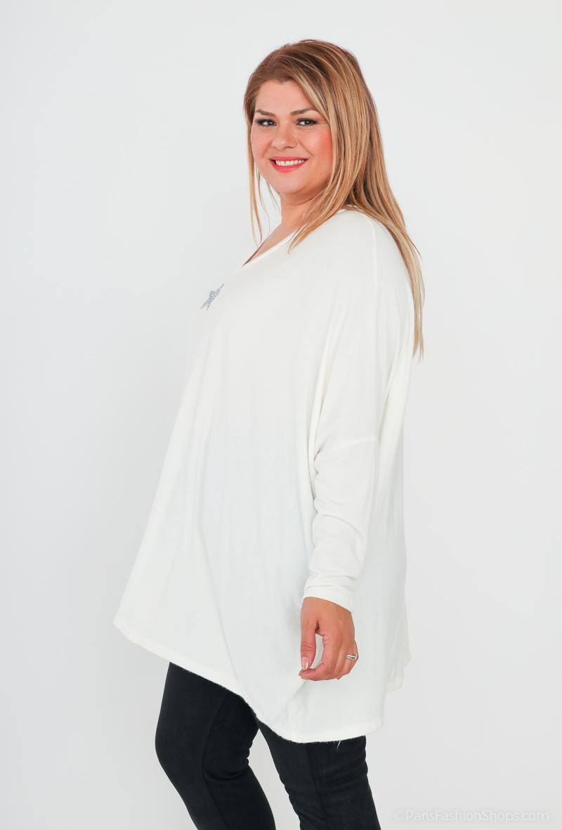 Plus Size Soft V-neck Oversized Sweater med Stjärnor