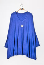 Soft V-neck oversized sweater with star i Stor Storlek
