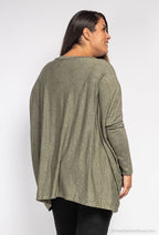 Mjuk V-ringad oversized tröja med stjärna i Stor Storlek