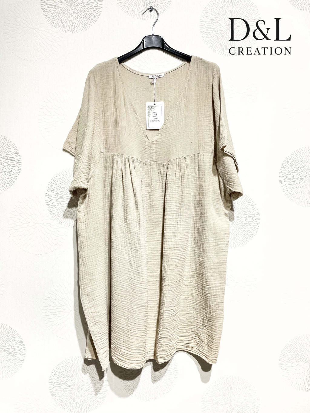 Plus Size Tunic / short dress in double cotton gauze size 38 to 54