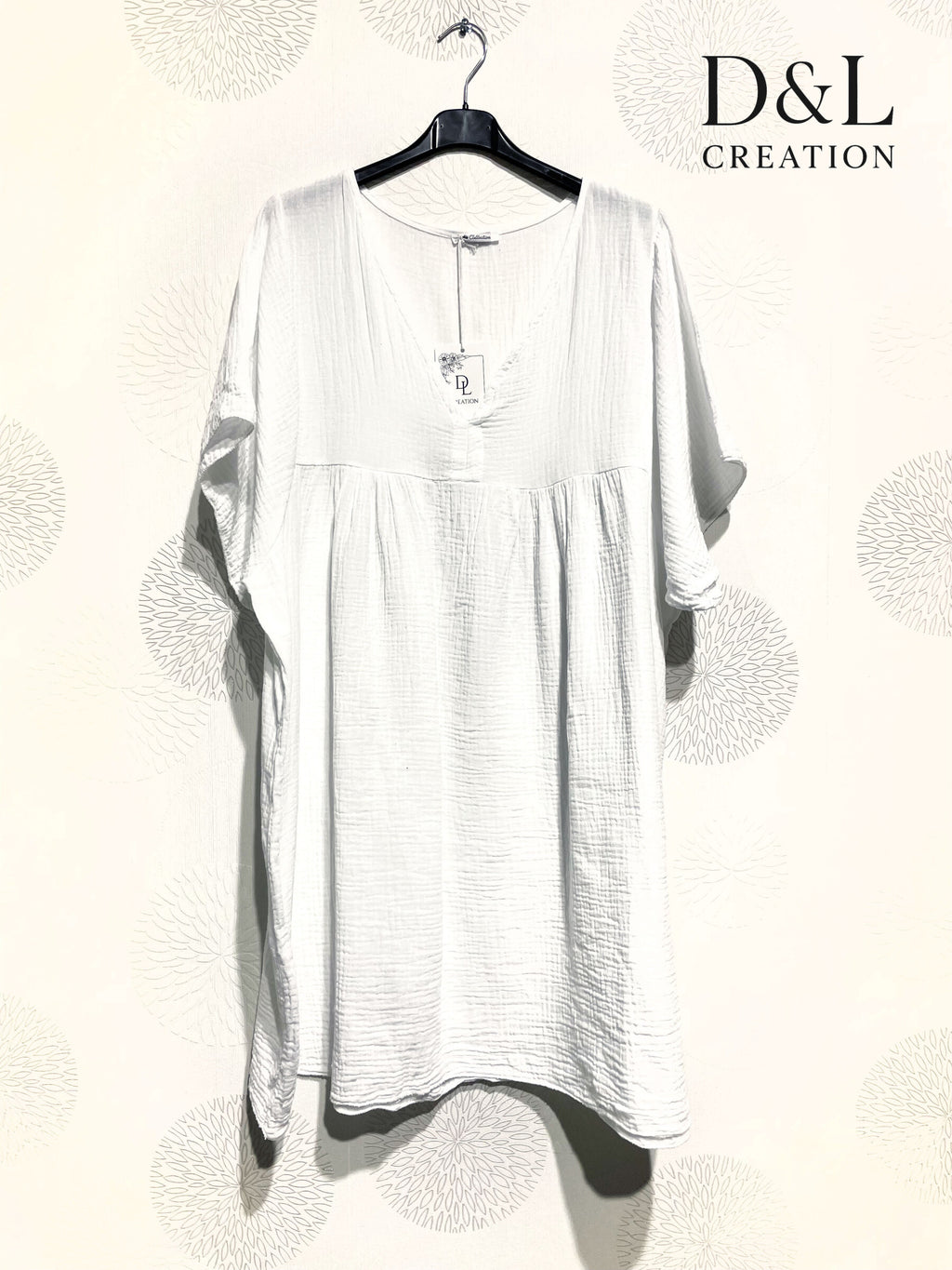 Plus Size Tunic / short dress in double cotton gauze size 38 to 54