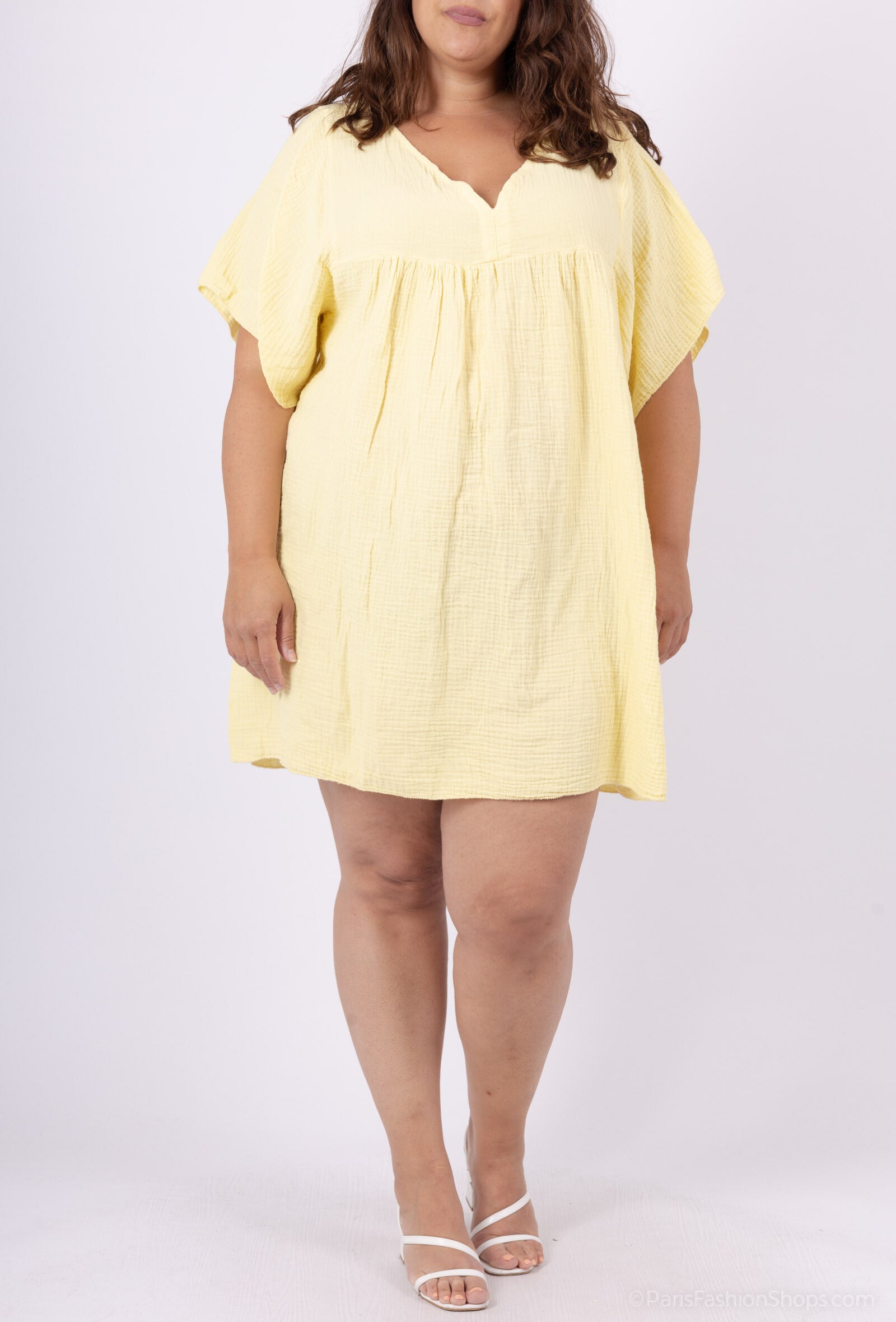 Plus Size Tunic / short dress in double cotton gauze size 38 to 54