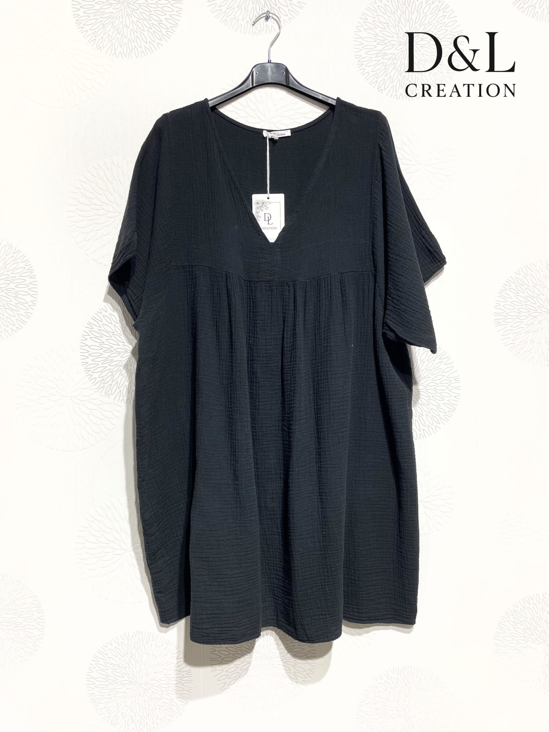 Plus Size Tunic / short dress in double cotton gauze size 38 to 54
