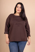 Brooklyn Print Sweatshirt-Stil Tunika i Storlek T38 till T54