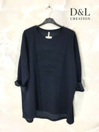 Brooklyn Print Sweatshirt-Stil Tunika i Storlek T38 till T54