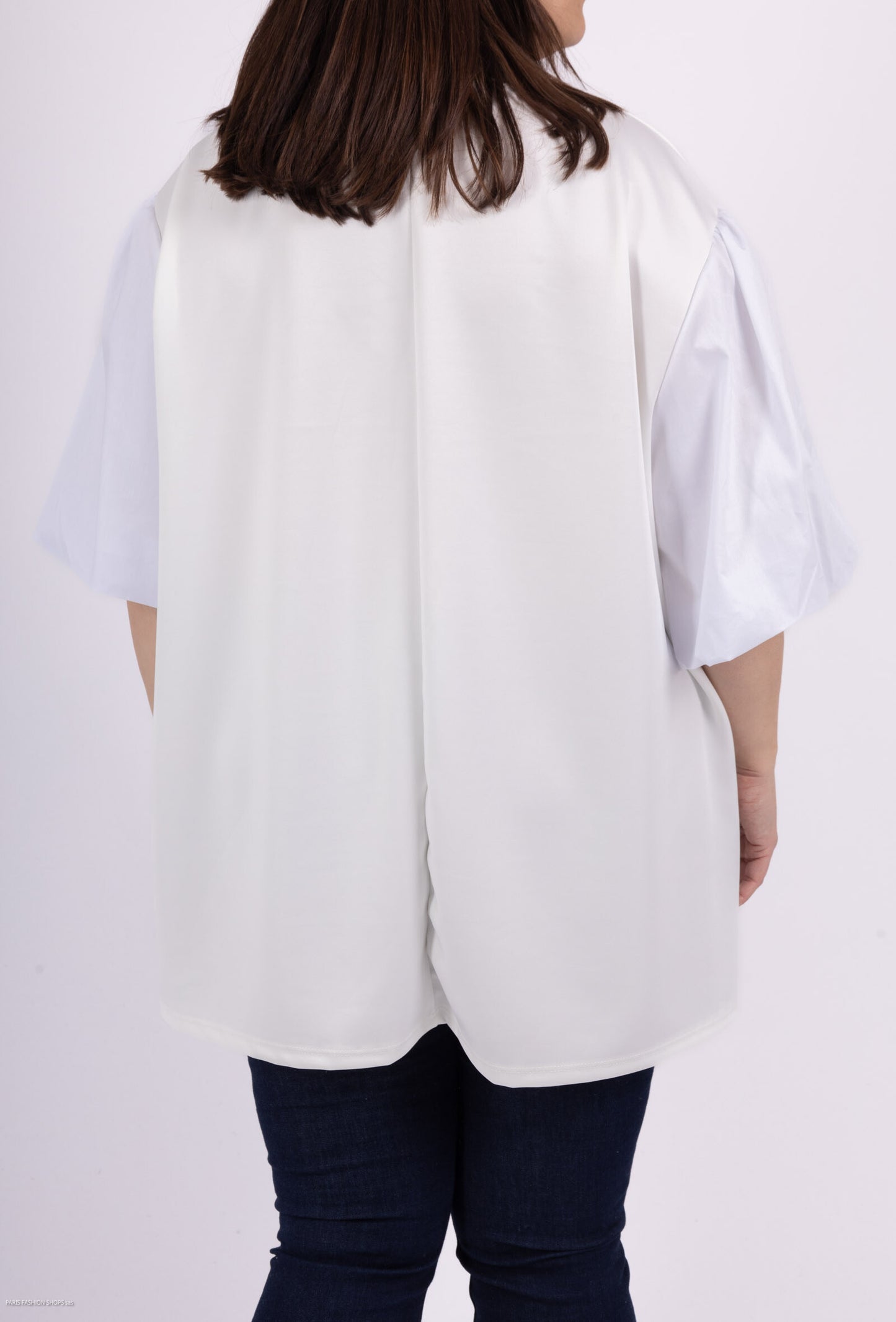 Plus Size Tvåfärgad V-neck Tunika Tröja