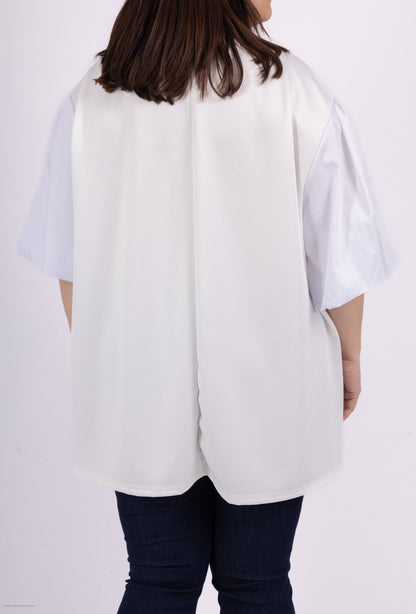 Plus Size Tvåfärgad V-neck Tunika Tröja