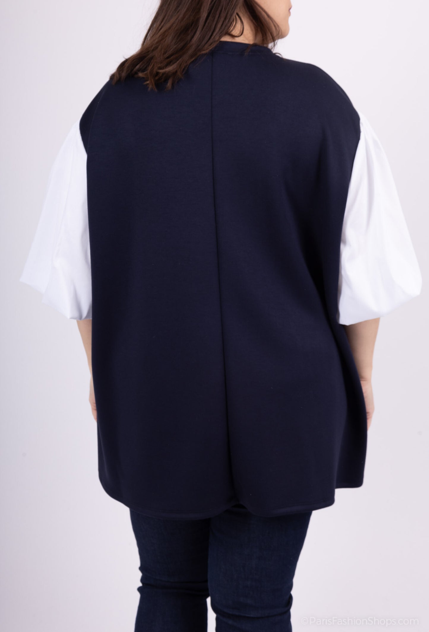 Plus Size Tvåfärgad V-neck Tunika Tröja