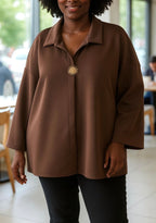 Neoprene sweatshirt tunic with pins i Stor Storlek