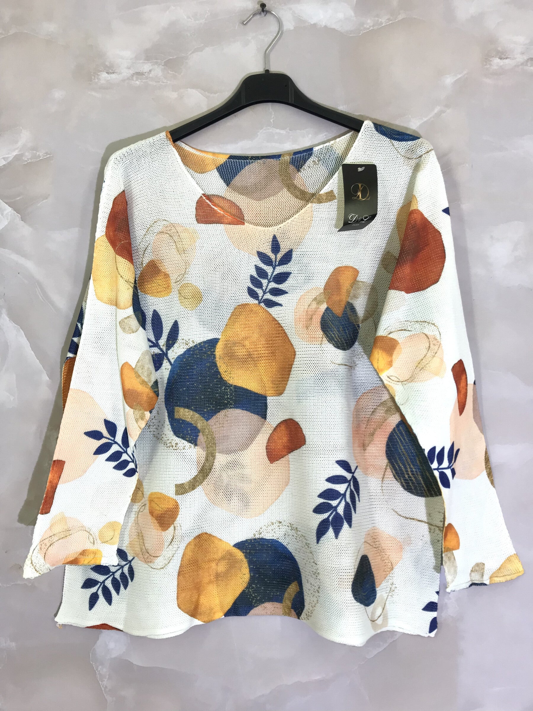 Plus Size Knitting tunic with colorful prints