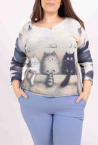 Plus Size Stickad Tunika med Färgglada Mönster