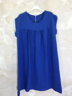 Plus Size Plain sleeveless tunic with 70% linen