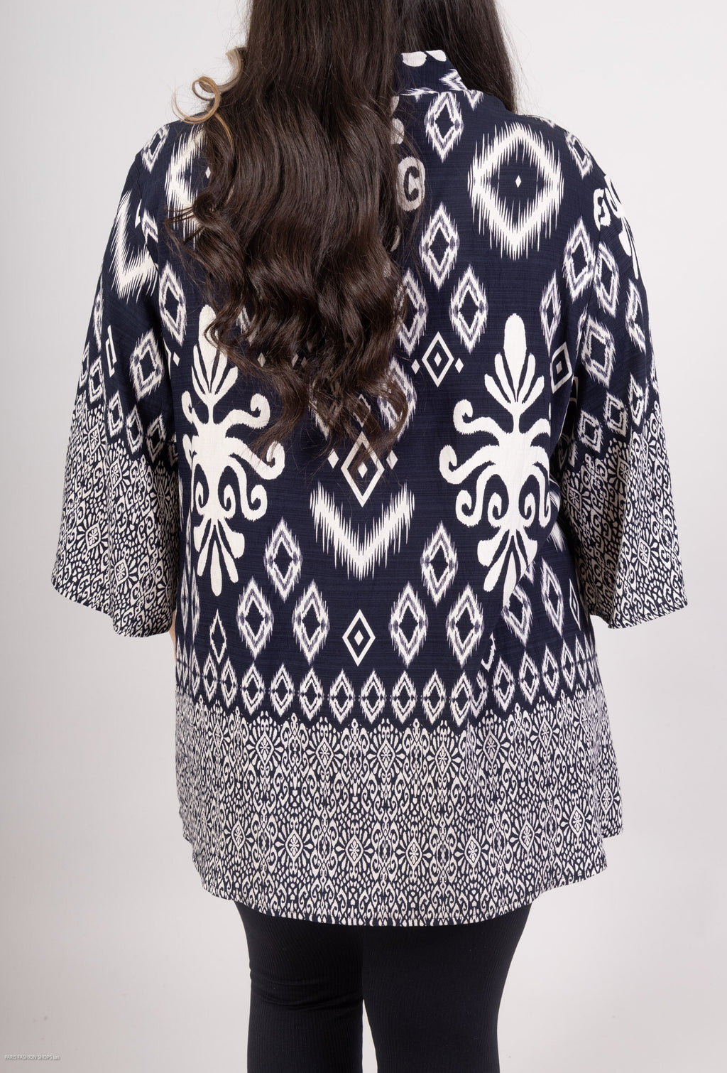 Plus Size Tunika med Stort Tryck och Krage