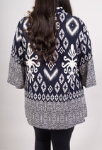 Plus Size Tunika med Stort Tryck och Krage
