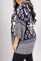 Plus Size Tunika med Stort Tryck och Krage