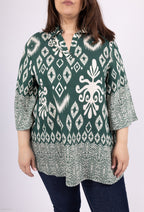 Plus Size Tunics with large print with collar shirts