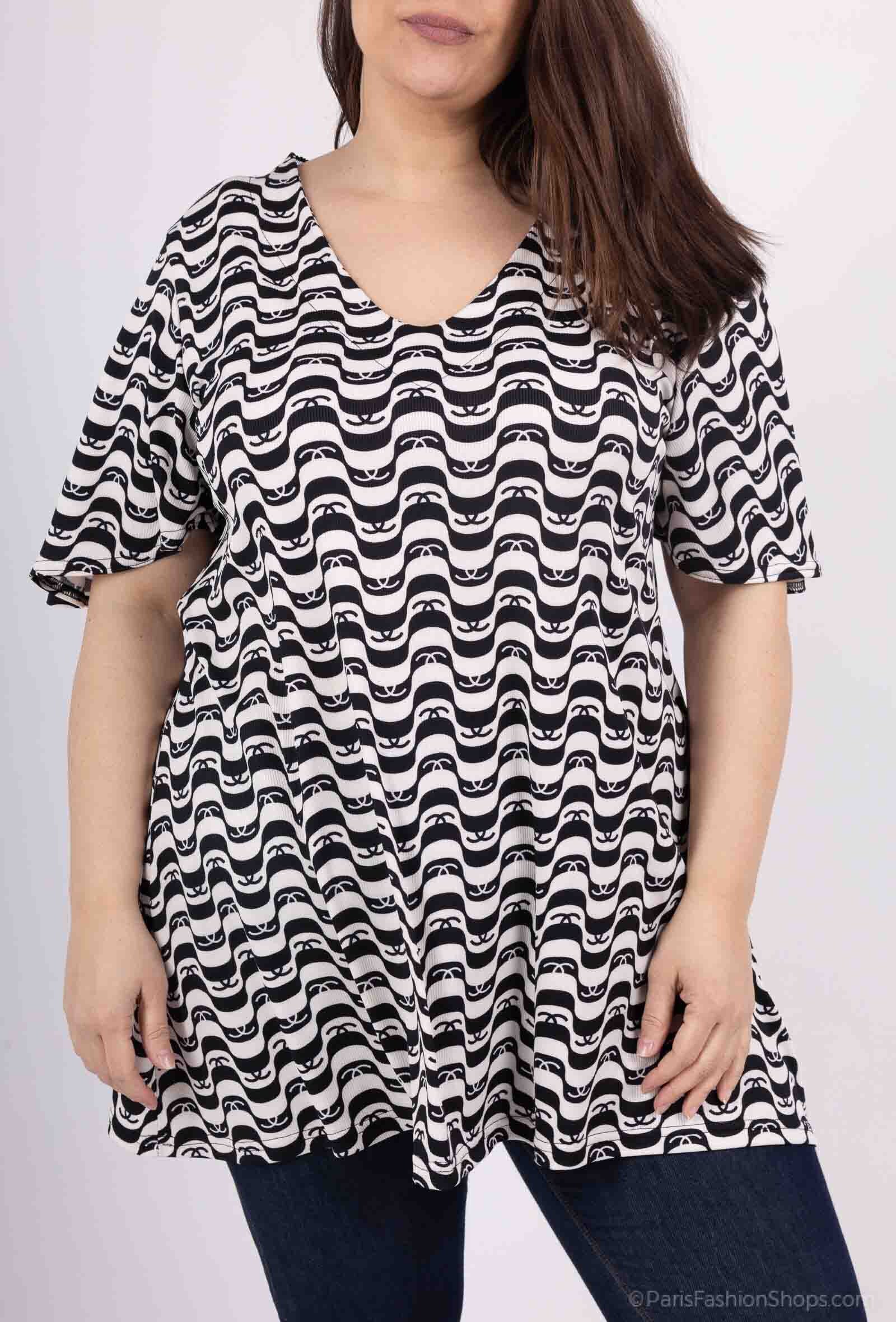 Plus Size Tunika med Bakknut och Utsvängda Ärmar