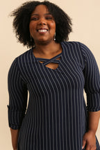 Randiga tunikor med ärm och ben i Stor Storlek