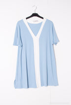 Plus Size Two-tone elastic waist tunics on the front