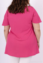 Plus Size Tvåfärgad Elastisk Tunika