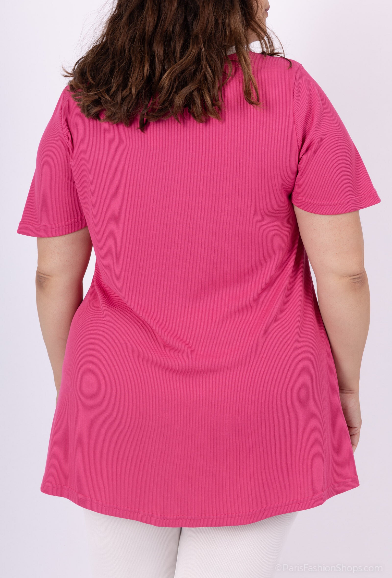 Plus Size Tvåfärgad Elastisk Tunika