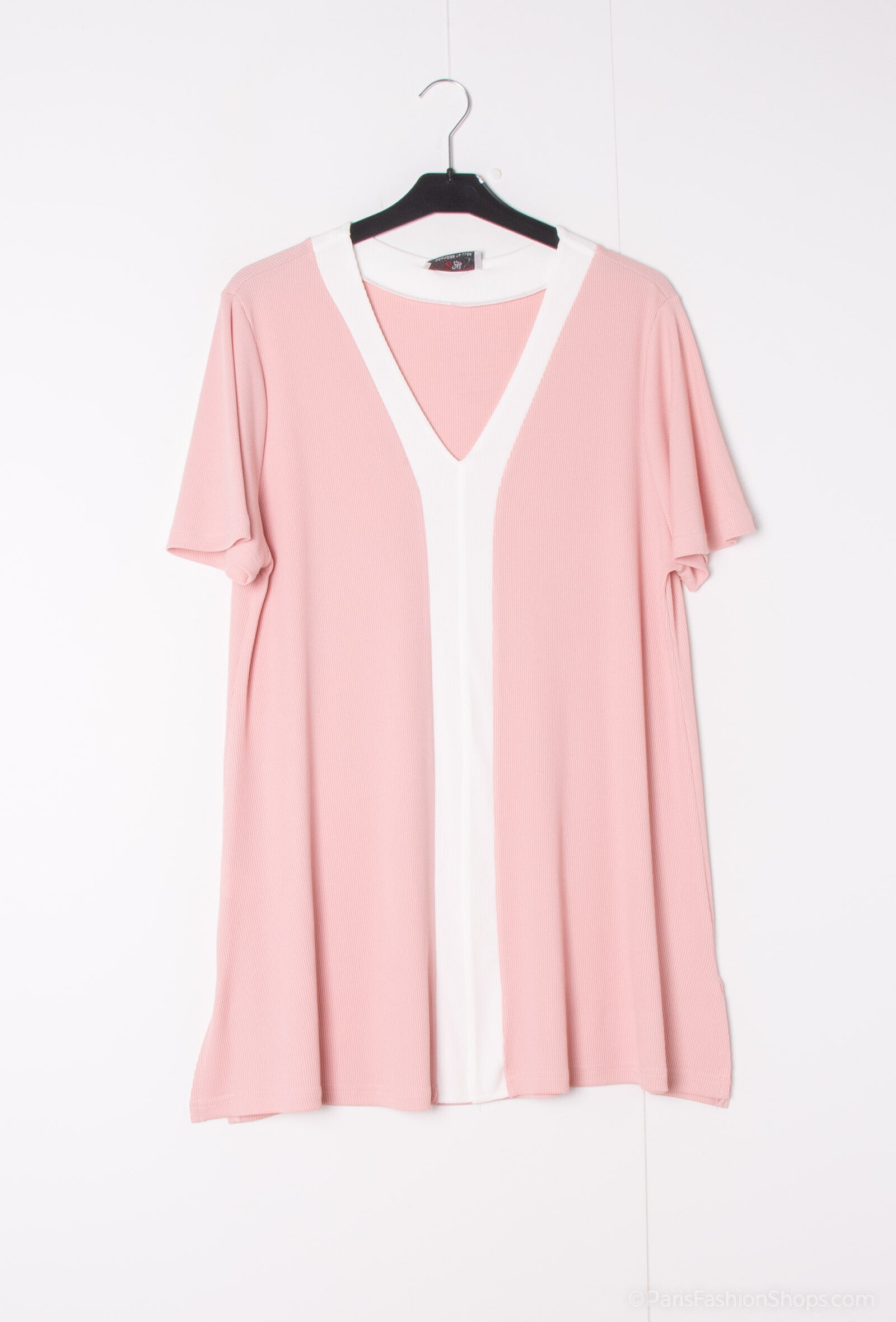 Plus Size Two-tone elastic waist tunics on the front