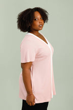 Tvåfärgad elastisk midjetunika i Stor Storlek